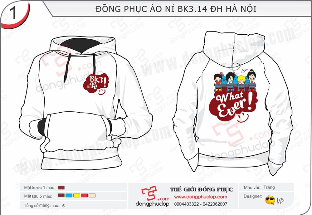 Áo khoác nỉ BK314 ĐH Hà Nội