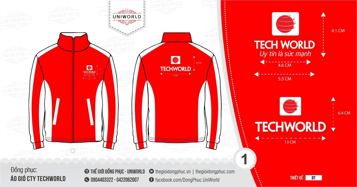 Mẫu áo khoác gió công ty TechWorld - Mặt sau