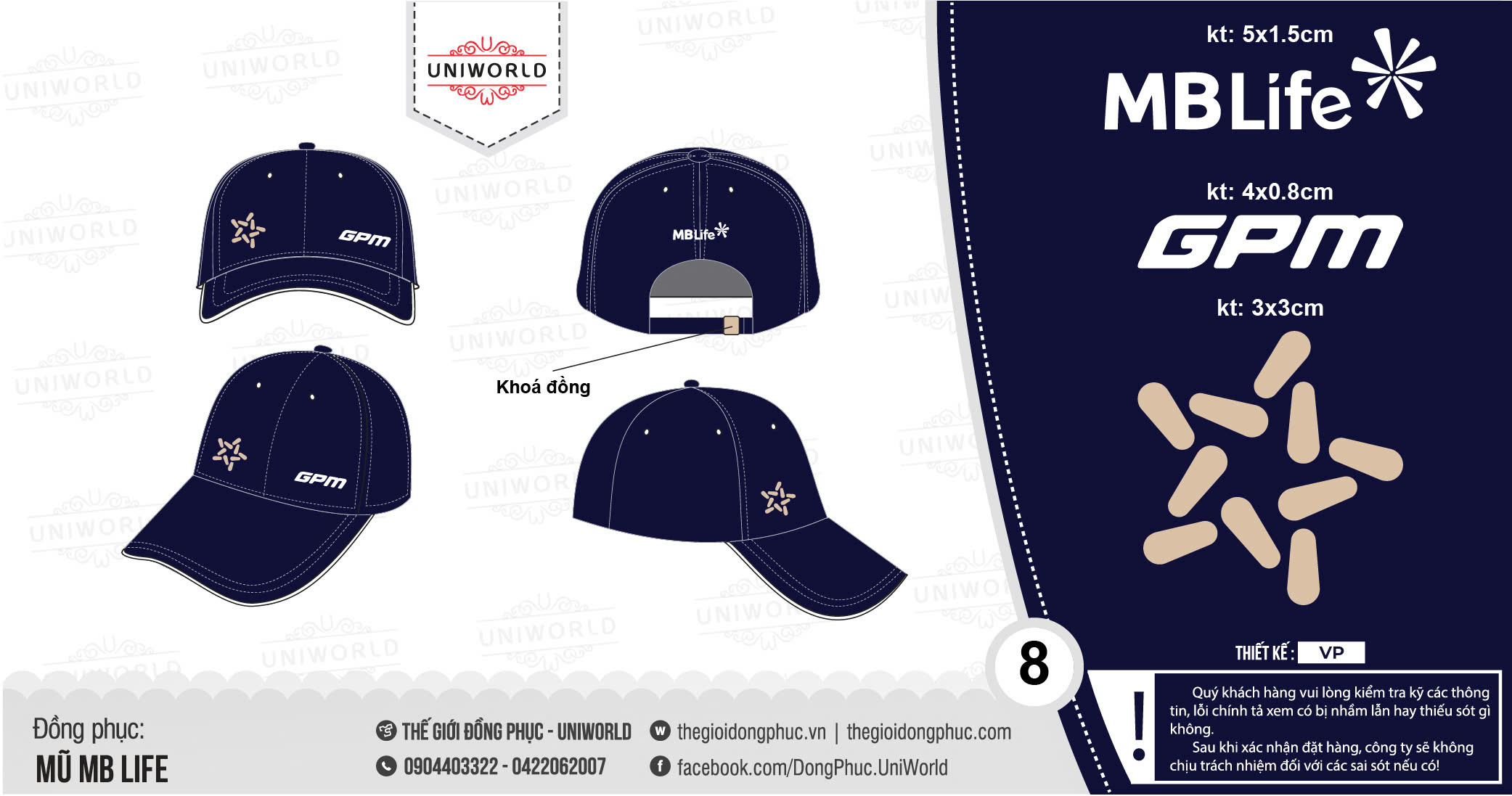 Mũ lưỡi trai golf công ty MB Life - Mặt sau